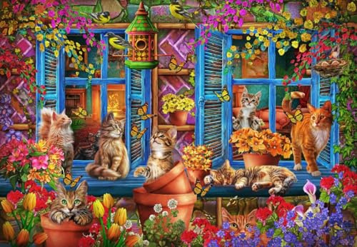 Puzzle 1000 Teile - Katzen auf der Fensterbank