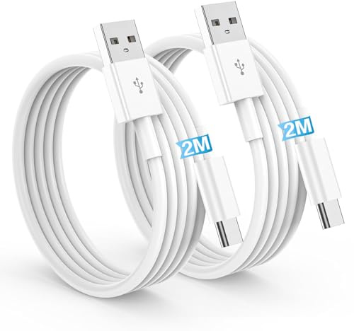 iPhone 15 16 17 Charger Cable 2M 2Pack, USB A to USB C Charger Cable Fast Charging Cable Type C 2M Long USB to USB C Cable Lead Wire for iPhone 17/16/16 Pro Max/16 Plus/15/15 Pro Max/15 Plus, iPad