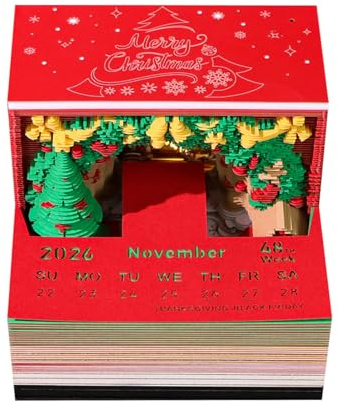 Weihnachtskalender mit abnehmbaren Seiten und integrierten LED-Lichtern für interaktive reißbare Schreibtisch-Organizer