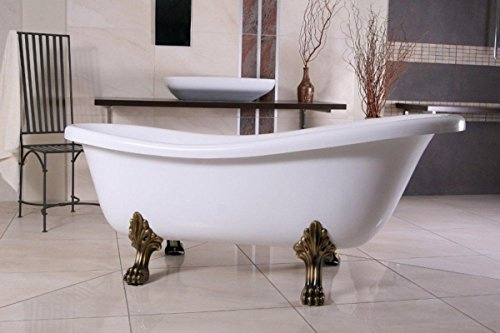 Casa Padrino Freistehende Luxus Badewanne Jugendstil Roma Weiß/Altgold 1560mm - Barock Badezimmer - Retro Antik Badewanne