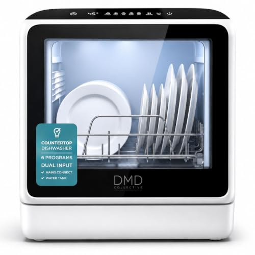 DMD Collective - 5L Table Top Dishwasher, Compact Mini Dishwasher, White
