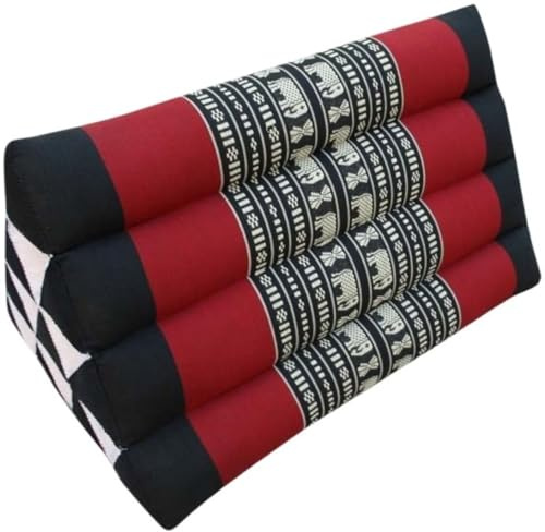 Dreieck Thaikissen, Kapokfüllung, Meditationskissen, Komfort, schwarz/rot