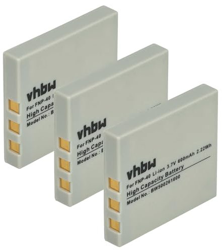 3 batterie vhbw compatibile con fotocamera Samsung Digimax i5, i50, i6, i70, L50, L60, L70, L700, L73 sostituisce Fujifilm NP-40 / NP-40N / Samsung SLB-0737
