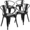 Flash Furniture Mobili Flash Sedia da Esterno in Metallo con braccioli, Nero, Set di 4