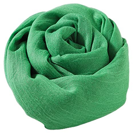 YOBOKO Weich Supergroßer Leinenschal für Damen Langer Wickelschal für Draußen Strand Reisen Baumwollschal Reine Farbe Wunderschöner Leinen-Baumwollschal 185 x 130 cm (Grün)