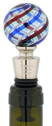 Glass Of Venice Murano Glass Bottle Stopper - Blue and Red