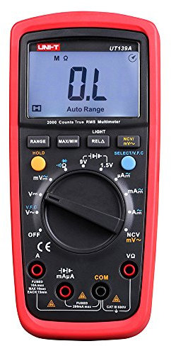 UNI-T UT139A CAT III 600V True RMS Digital Multimeter with Frequency,NCV,Resistance, Voltage,Temperature measurement,Red/Grey