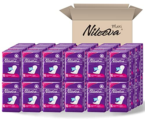 Nileeva Care Maxi Sanitary Napkins with Wings – Ultra Soft, Super Absorbency & Individually Wrapped Super Value Bulk Pack (16 Pads/Pack X 36 Packs = 576 Pads)