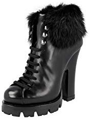 Prada Damen Schwarz Leder Stiefelette 1TP189 39.5 EU