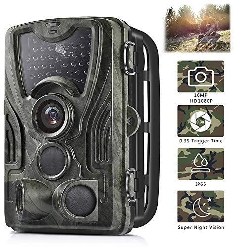 Micoke Caméra de Chasse 16MP 1080P HD avec 3 Capteurs de 36 IR Capteurs à LED Infrarouges Angle Infrarouge Détection de 120 ° Vision Nocturne de 85 Pieds / 25 Mètres Pour Chasse et Sécurité à Domicile