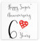 Hunts England - 6th Wedding Anniversary Card - Happy Sugar Anniversary - 6 Years - Red Heart Collection