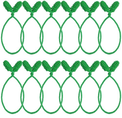 DERAYEE 12 Stück dekorative Weihnachtsgirlanden-Krawatten für Geländer, 43,2 cm, wiederverwendbare und flexible Bindebänder für Weihnachten, Heimdekoration, Geschenkverpackungen (grün)