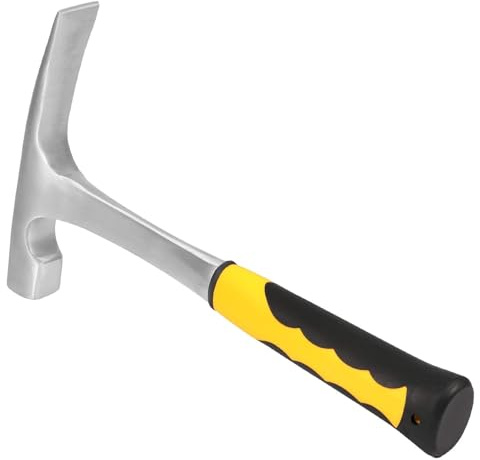 HOZEON Ziegelhammer, flacher Kopf, Steinschlaghammer, 28,4 cm, aus Stahl, Geologen-Hammer mit rutschfestem stoßdämpfendem Griff für Bergbau, geologische Prospektion, 907 g