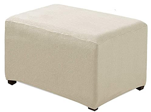 SHUOJIA Stretch Ottomane Bezug Ottomane Schonbezug Sofabezug Hocker Protector Aufbewahrung (Cream Color,L)