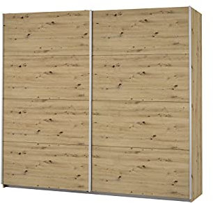 Rauch Möbel Caracas Schrank Kleiderschrank Schwebetürenschrank, Eiche Artisan, Holz, 2-trg., inkl. Zubehörpaket Basic 2 Kleiderstangen, 2 Einlegeböden, BxHxT 226x210x62 cm