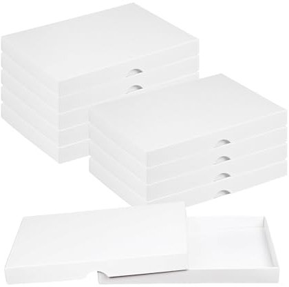Natürlich verpacken Faltschachtel 13,5 x 19,5 x 2 cm, Weiß, Recyclingkarton, mit Deckel - 10 Schachteln/Set