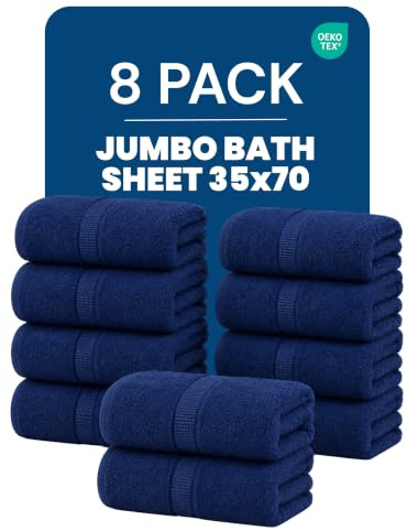 Utopia Towels Premium Bath Sheet 90 x 180 cm Navy Blue 8 Pack 100% Cotton | Extra Large Bath Sheet, Highly Absorbernt, Quick Dry, Super Soft, Hotel Quality Towel, Machine Washable