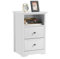Yaheetech White Bedside Cabinet, Nightstand Bedside Table with 2 Drawers & Cupboard, Wood Side End Table Storage Unit for Bedroom Living Room Furniture, 35x40x61cm