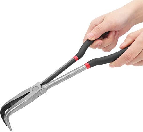 Long Reach Needle Nose Pliers, 11 Inch 280mm 90 Degree Bent Nose Pliers, Grip Objects Deeply, for Working in Narrow Spaces