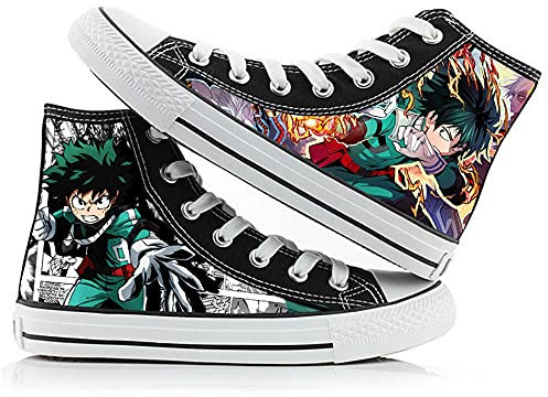 Zhongkaihua Unisex My Hero Academia Canvas Shoes High-Top Shoes Boku No Hero Academia Izuku Midoriya Katsuki Bakugo Shoto Todoroki Cosplay Casual Lace Up Sneakers für Anime-Fans