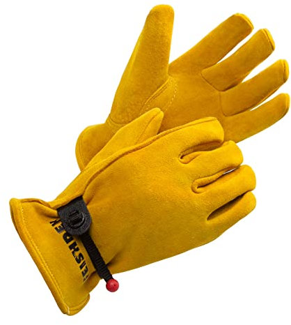 FEISHDEK Leder Arbeitshandschuhe Kinder Deerskin Suede Gartenhandschuhe Outdoor Fahrradhandschuhe 2-12 Jahre Jungen Mädchen