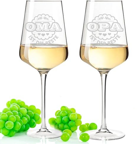 GRAVURZEILE Leonardo Weingläser mit Gravur - Oma ist die Beste & Opa ist der Beste im Set - Geschenk für die besten Großeltern der Welt zu Weihnachten oder Geburtstag - Farbe: Puccini