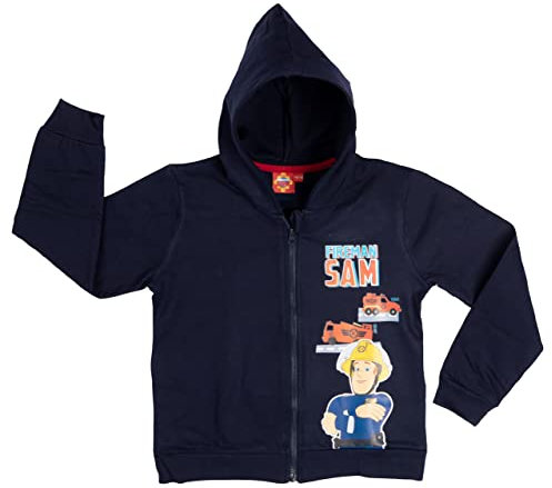United Labels Feuerwehrmann Sam Kapuzenpullover für Jungen mit Reißverschluss Hoodie Sweatjacke Blau (as3, Numeric, Numeric_98, Numeric_104, Regular, 98-104)