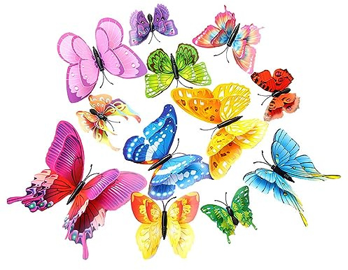 24 Pezzi Farfalle 3D Doppio Strato Decorazioni Parete Con Magneti Festa Compleanno Camera Letto Casa Adesivi Parete Farfalla Decorazioni Torte (Vari Colori)