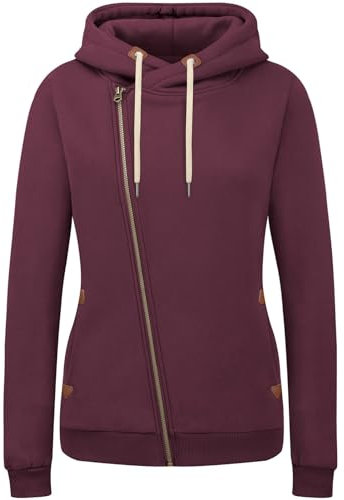 KEBORUILA Vicky Zip-Hood - Felpa da donna con cappuccio, Lilla, L