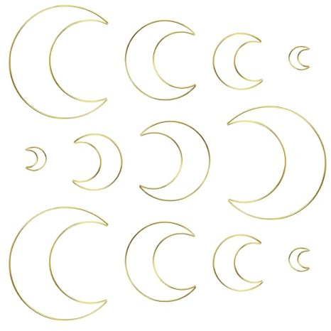 Hyakoz 12 Stück Gold Traumfänger Ringe Metallringe Zum Basteln Metall Mond Hoops Traumfänger Metall für DIY Basteln Traumfänger und Kranz Hochzeit Dekor(20/15/10/5cm)