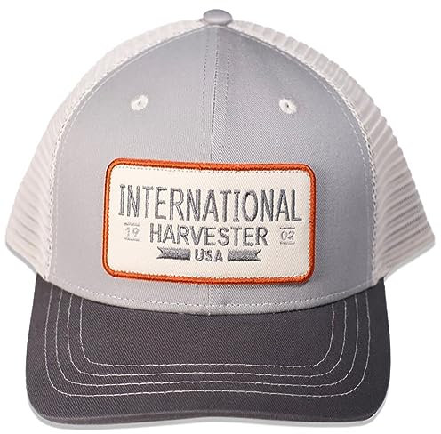 International Harvester Herren Baseballkappe, offizielles Lizenzprodukt, verstellbar, 6 Paneele, IH® 1902 Logo, Patch, Tri-Tone, Grau, Grau, Einheitsgröße