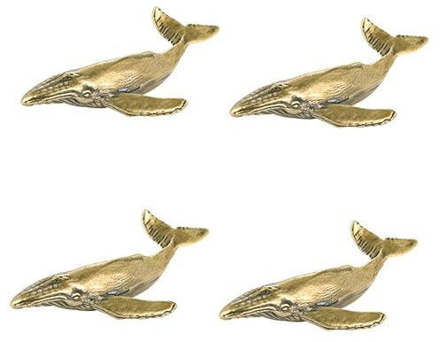 Garneck 4stücke Whale Figurine Kupfer Vintage Wal Skulptur Für Schreibtischdekoration Handgefertigte Antik-Kunst Stilvolles Deko- Für Büro Und
