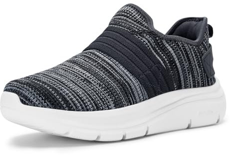 FitVille Herren Cloud Walker V3 Spotrschuhe breite Slip Freizeitschuhe Walkingschuhe mit Dicker Weiss Sohle Grau Weite 10