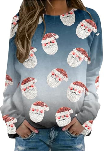 XTBFOOJ Weihnachten Fleecepullover Damen Drucken 3D Druck Weihnachtsgeschen Handtasche Damen Damen Pulli Wolljacke Damen lang Teddy Jacke Langarm top Damen Steppmantel