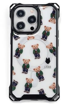 ETUUI Clear Case Teddy Motiv Hülle mit Ösen iPhone 13 Pro | hochwertige Schutzhülle, Rundumschutz Handyhülle