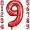OFFCUP Zahlen Luftballon Rot, Folienballon Zahl 9, 40 Zoll Helium Ballons Geburtstagsdeko Mädchen Junge Kindergeburtstag Party Deko Ballon Zahl Deko zum Geburtstag Silvester Deko Neujahr Deko