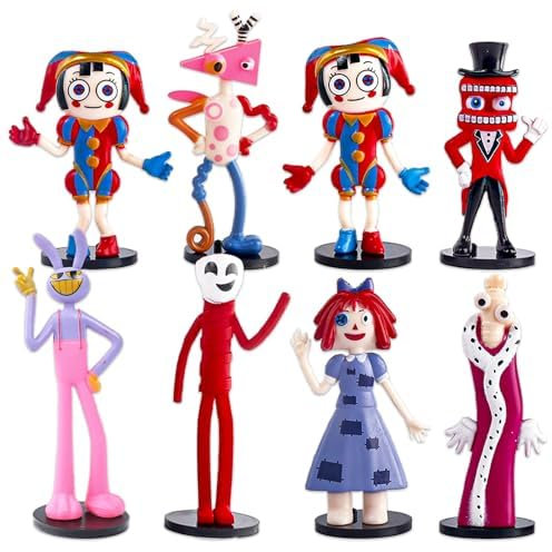 Cartoon Figuren Set, 8 Stück Mini Figuren Tortendeko, Clown Tortenaufleger,Kuchen Dekoration Kinder, Für Karneval, Fasching Jungen Mädchen Kinder Party Kuchen Dekoration