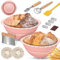 2Pack Bread Proofing Basket Banneton,Silicone Sourdough Bread Baking Baskets,9 Inch Collapsible Proofing Bowl Supplies Set Tool Kit Foldable for Bread Making Sourdough (Pink)