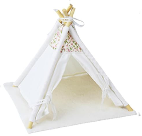 Fenteer Puppenhaus-Zelt, Miniatur-Möbel, Szene, Dekoration, kleines Modell, DIY-Werkzeuge, Mini-Holzhütte, simuliertes Spielzeug für den Heimgebrauch, Party, mit weißem Pad