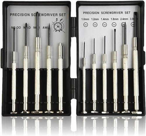 11 Pcs Precision Mini Screwdriver Set, Glasses Repair Small Screwdriver, Precision Repair Tool Kit with 11 Different Size Flathead and Philips Screwdrivers, Ideal for Glasses, Watch, Jewelers