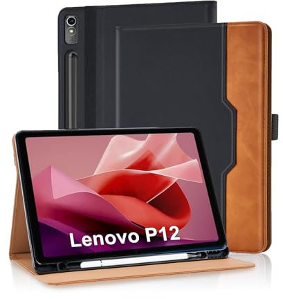 Vkooer Funda para Lenovo Tab P12 12.7 Pulgadas 2023 Carcasa PU Cuero [Auto-Sueño/Estela] Flip Case Cover con Función de Soporte para Lenovo Tab P12 - Negro