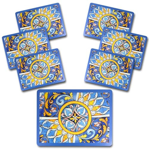ARCA, Set di 6 Tovagliette Rettangolari in MDF, per 6 Persone, con Base in Sughero, Ideali per la Tavola, Resistenti e Durature, Decorazione Porto Cervo, 30x40 cm