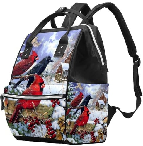 WOSHJIUK Reiserucksäcke für Damen,Herrenrucksack,winter roter vogel schnee,Rucksack