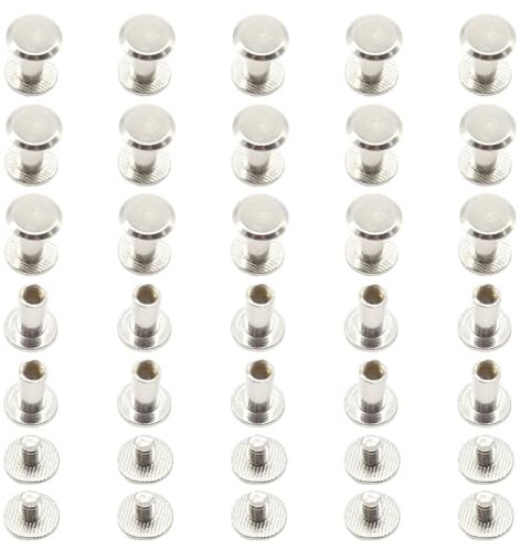 Ruidee Lot de 100/50 vis Chicago M5 x 10 mm pour reliure de livres, tiges de vis rondes à tête plate pour albums en cuir (DZBD/M5 x 10)