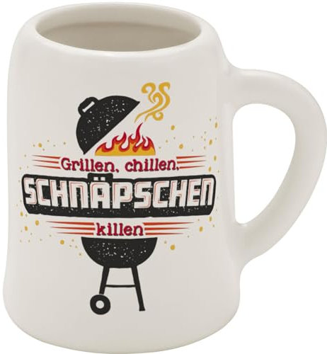 GRUSS & CO Schnapskrug mit Motiv Grill | New Bone China, 5 cl, Mini-Krug mit Spruch | Lustiges Geschenk, Party, Männergeschenk | 73845