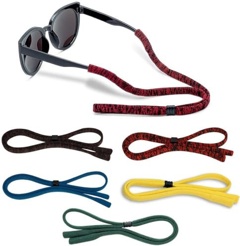 PLABBDPL 5 Pcs sangles de lunettes de sport, sangles de lunettes réglables, sangle flottante pour lunettes de soleil avec boucle, cordon de lunettes antidérapant pour femmes, hommes et enfants, A