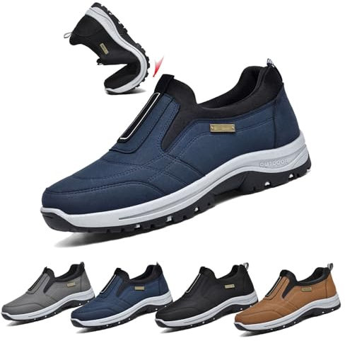 Chaussures OrthopéDiques Homme,Sneakers sans Lacets,Chaussures De RandonnéE Confortables,Chaussures Ortho Confort Homme,RéSistant à l'usure AntidéRapant(Blue,41 EU/255mm)