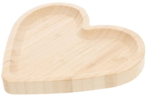 PRETYZOOM Heart Shaped Wooden Tray 30x30x2cm Multi-Function Dessert Serving Plate Wear-Resistant Snack Tray for Fruits and Cakes