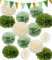 Cexovo Seidenpapier Pompons Deko 15 Stück Partydekoration Pompons,Salbeigrün Party Deko,für Hochzeit, Babyparty Deko, Abschlussball, Geburtstag, Gartenparty Deko
