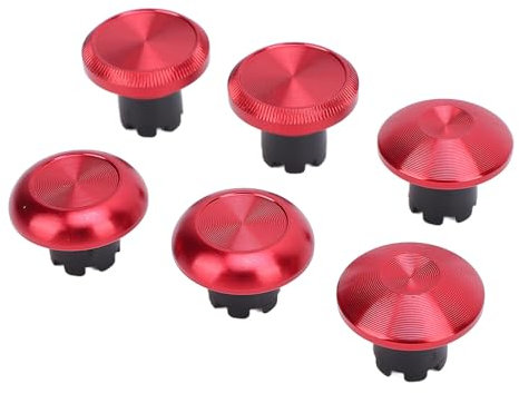 Metall-Thumbsticks, Austauschbare Analoge Thumbsticks für Edge, Pro Elite, Pro Controller. Strukturiertes Design, Inklusive 2 Standardkappen, 2 Low-Dome-Kappen, (Rot)
